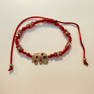 Red Woven Elephant Adjustable Bracelet